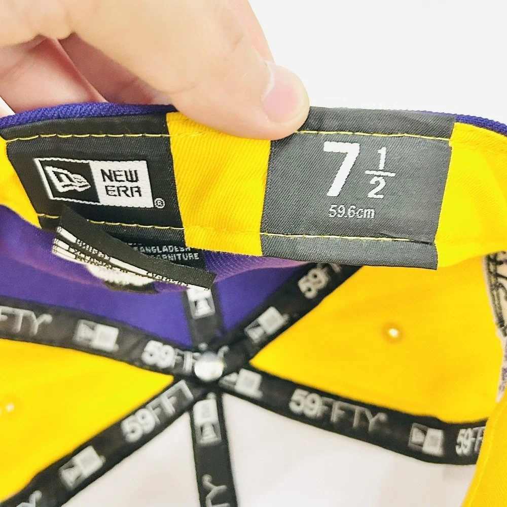 Los Angeles Lakers New Era Pinwheel Wordmark 59FIFTY Fitted Hat‎ Cap 7 1/2 NBA